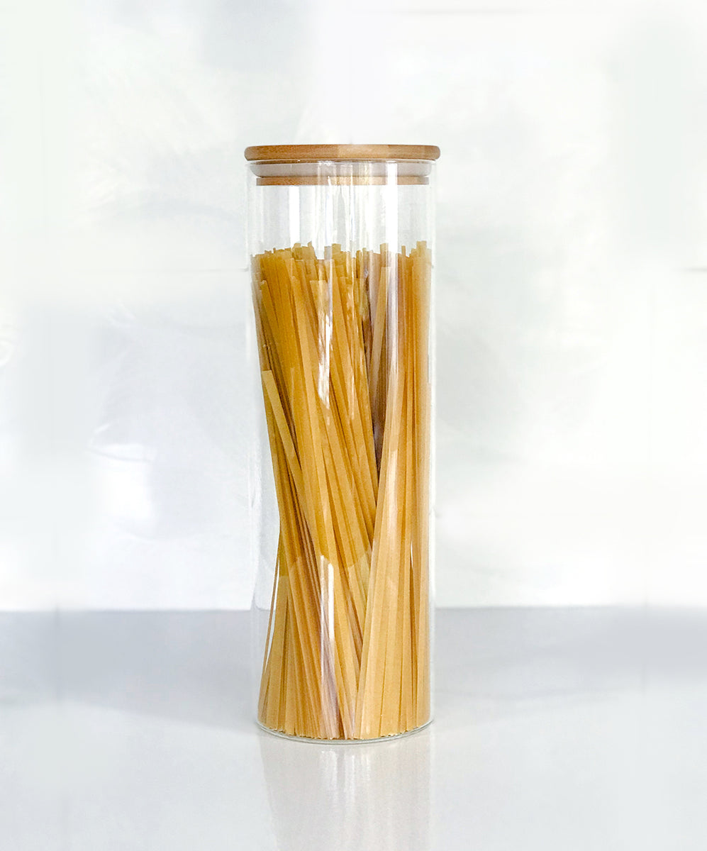 Frasco Vidrio con Tapa Bambú 650ml / 6 unidades - La Vida Fácil