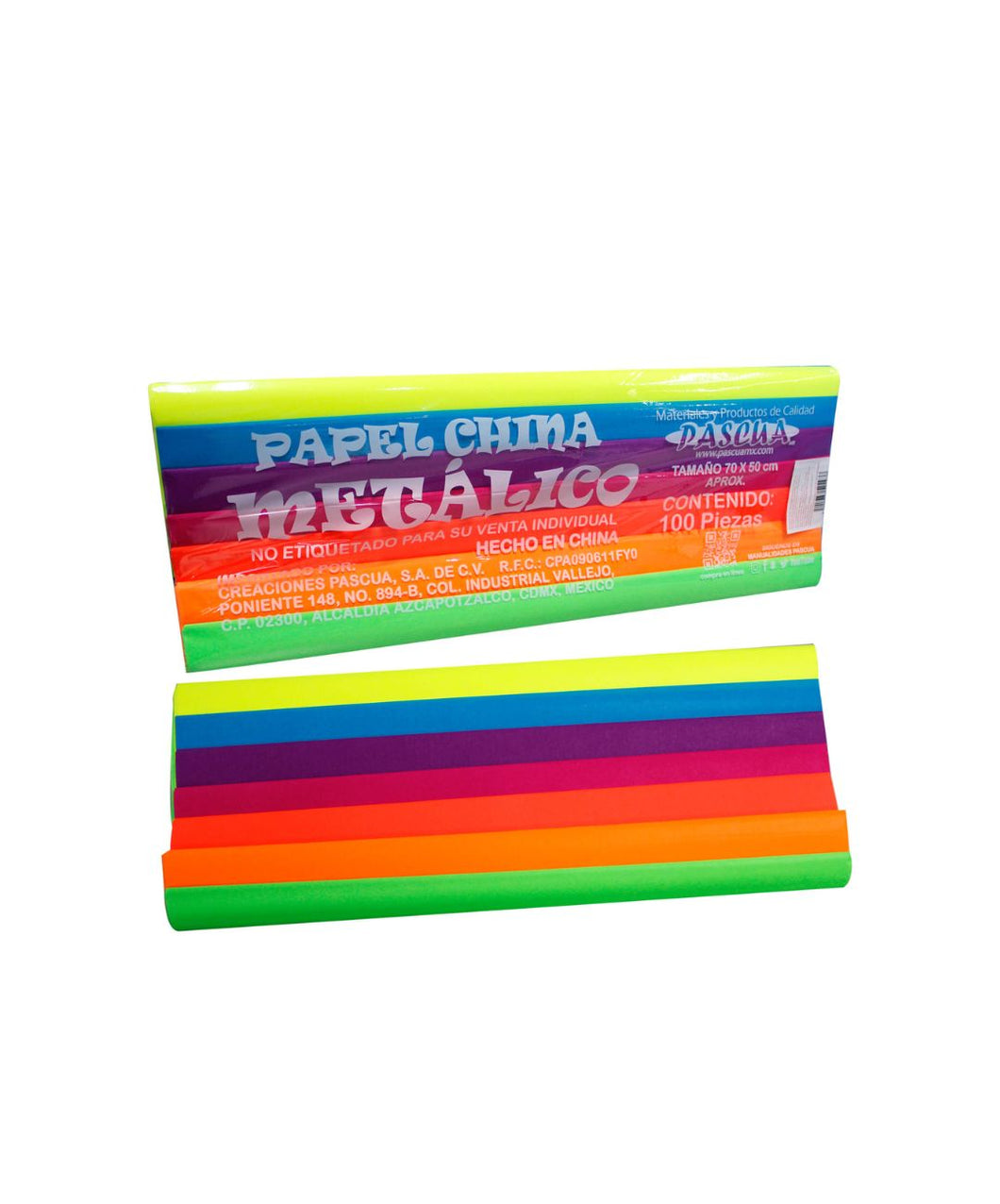 Papel China Neon surtido c/100 pz Pascua