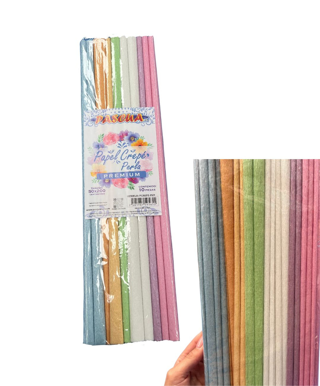 Papel Crepe Perla surtido c/10 pz Pascua